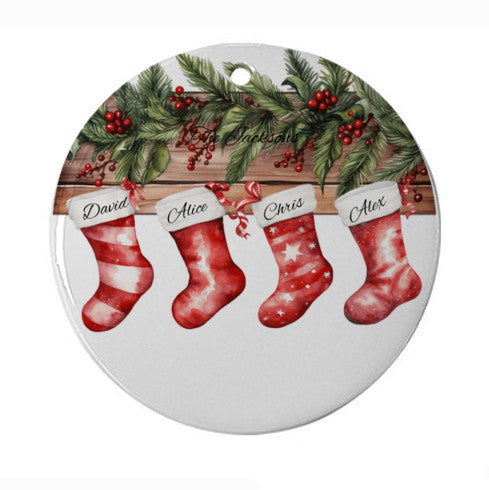 Christmas Stockings Personalized Ceramic Ornament