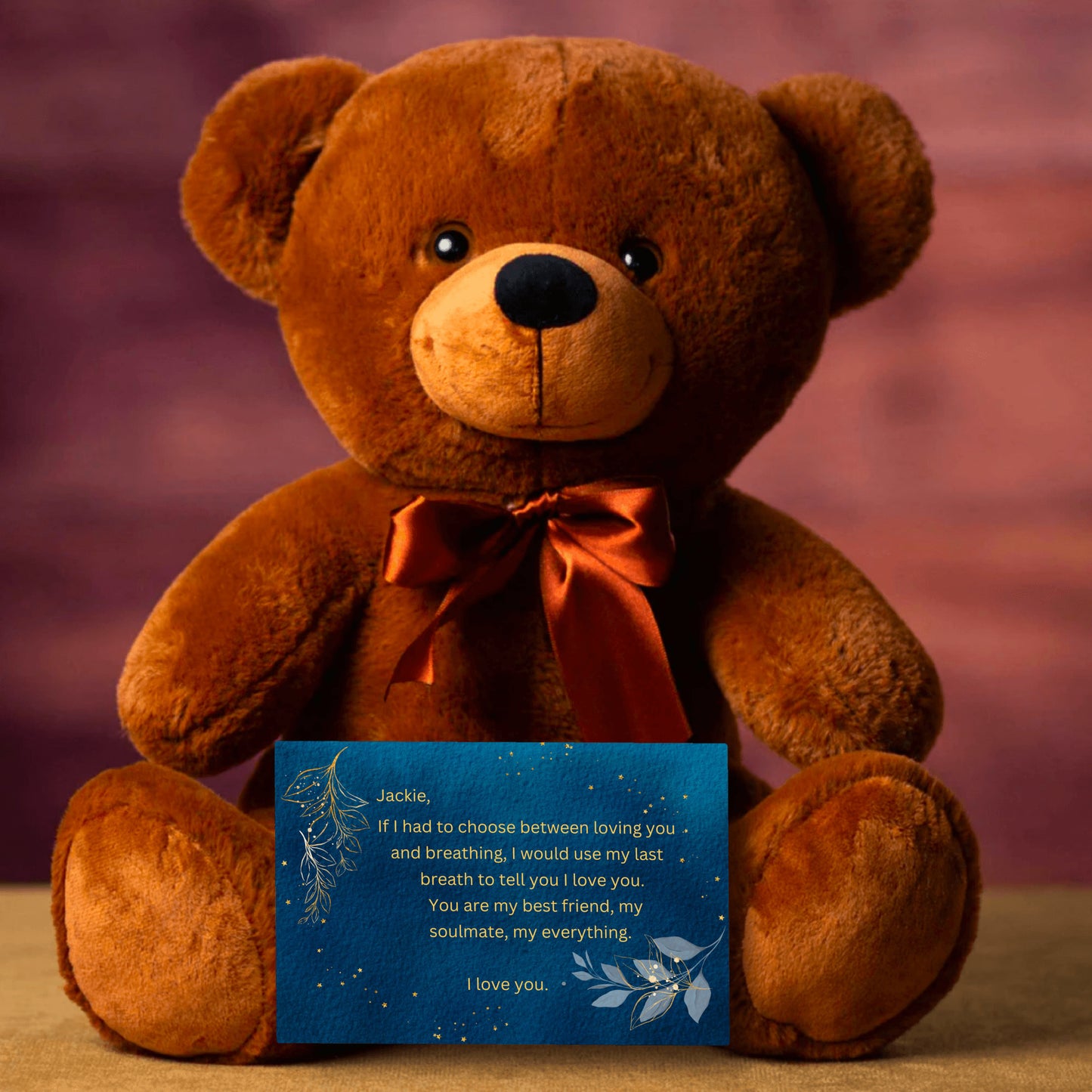 "If I Had to Choose"- Teddy Bear with Personalized Canvas Card