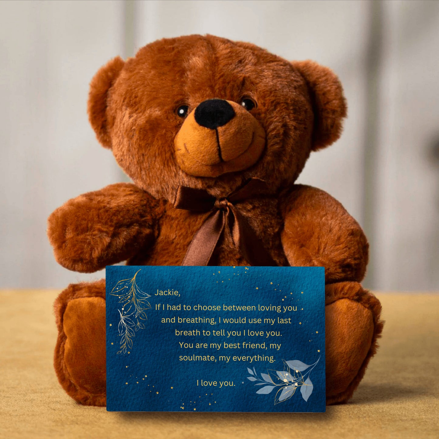 "If I Had to Choose"- Teddy Bear with Personalized Canvas Card