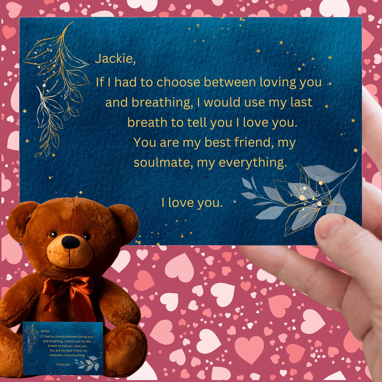 "If I Had to Choose"- Teddy Bear with Personalized Canvas Card