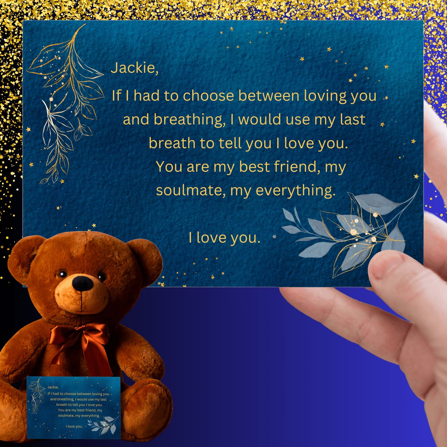 "If I Had to Choose"- Teddy Bear with Personalized Canvas Card