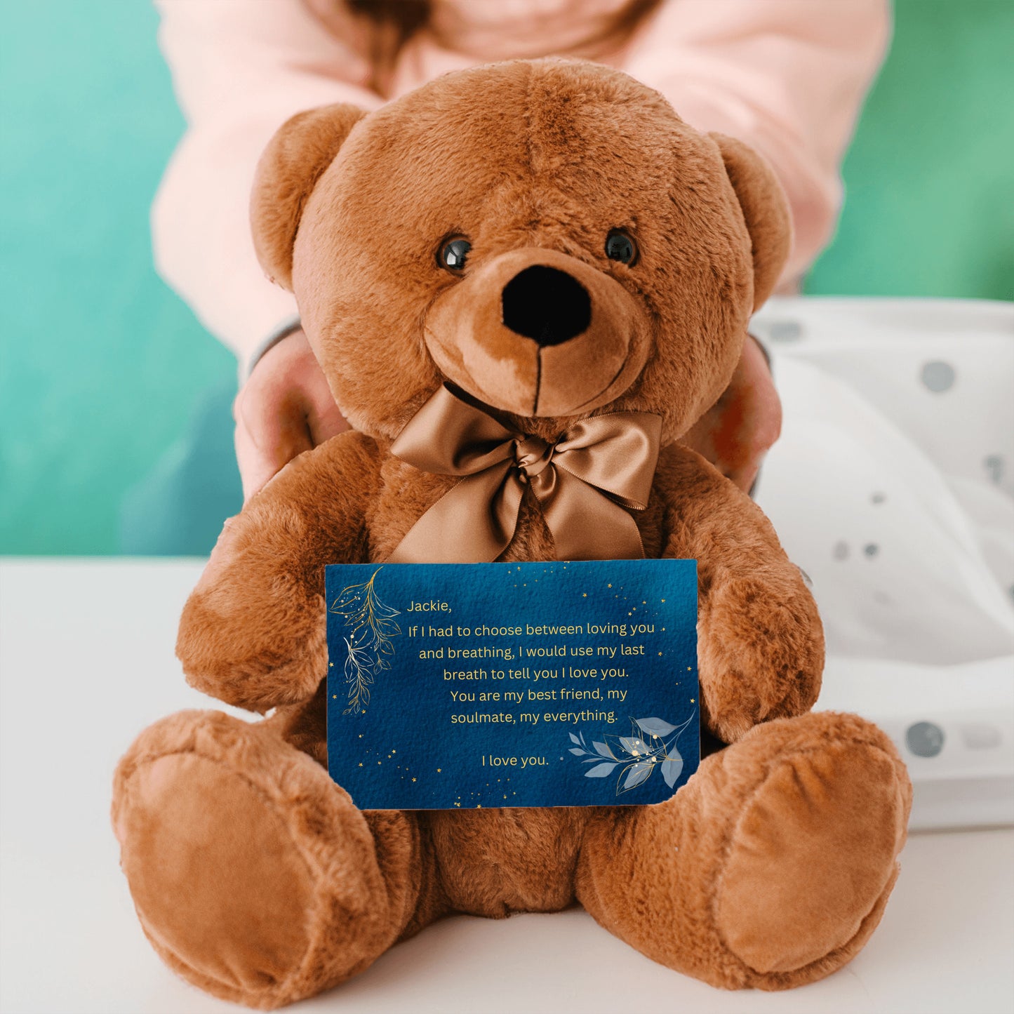 "If I Had to Choose"- Teddy Bear with Personalized Canvas Card