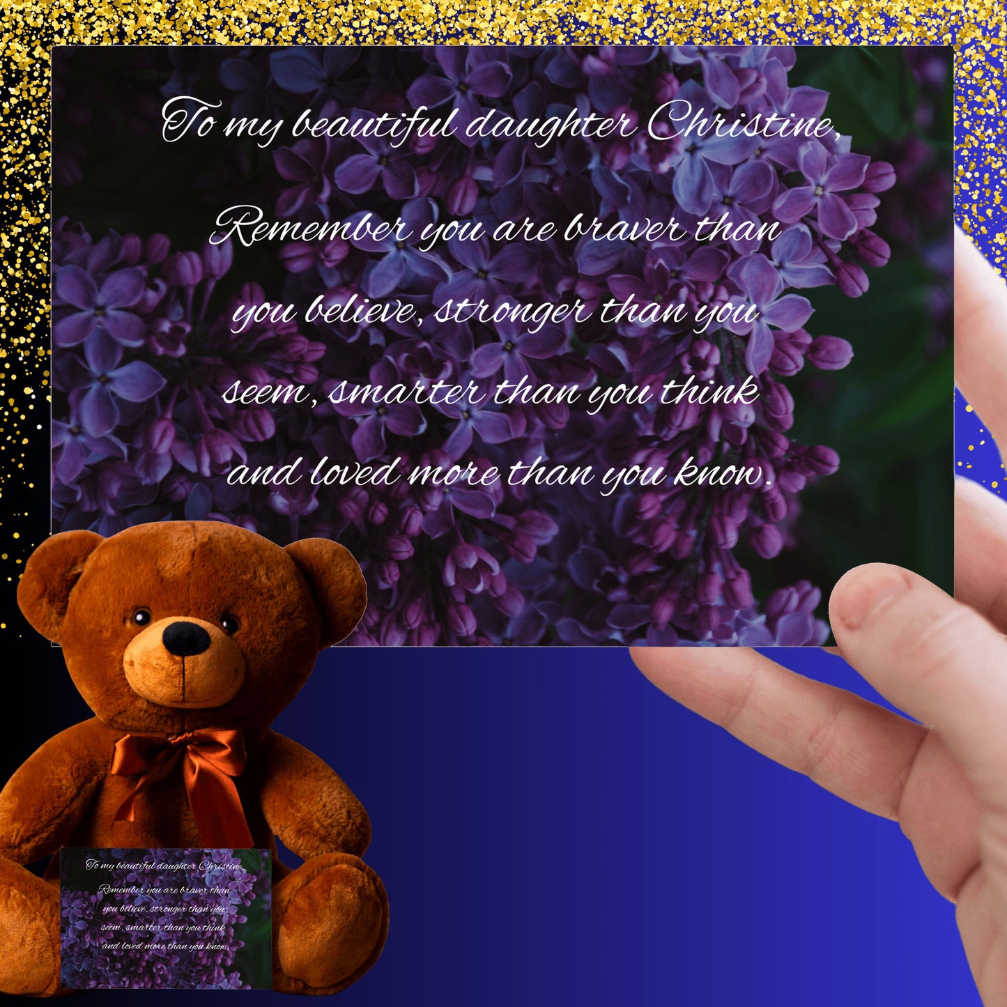 "To My Beautiful Daughter"- Personalized Teddy Bear with Canvas Card