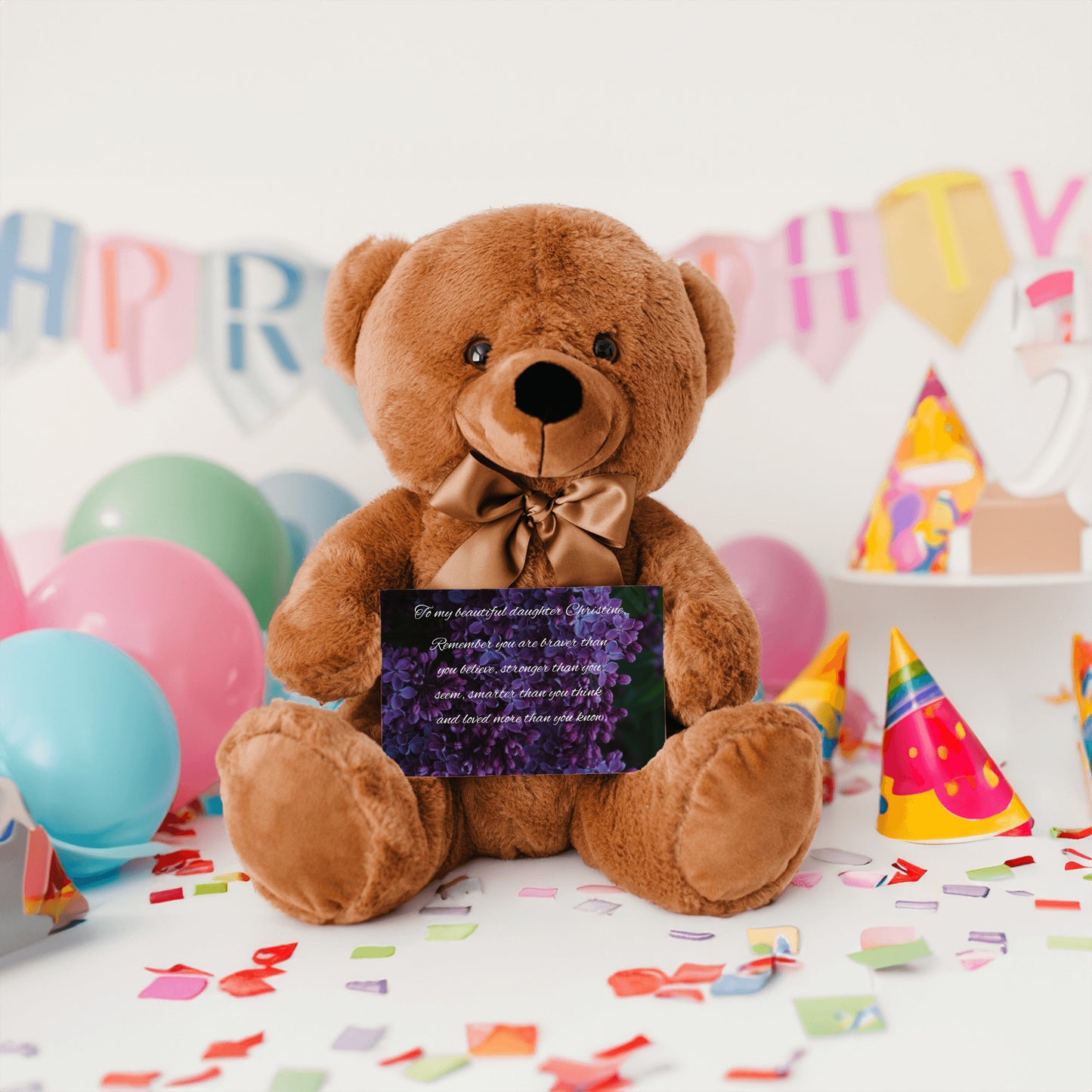 "To My Beautiful Daughter"- Personalized Teddy Bear with Canvas Card