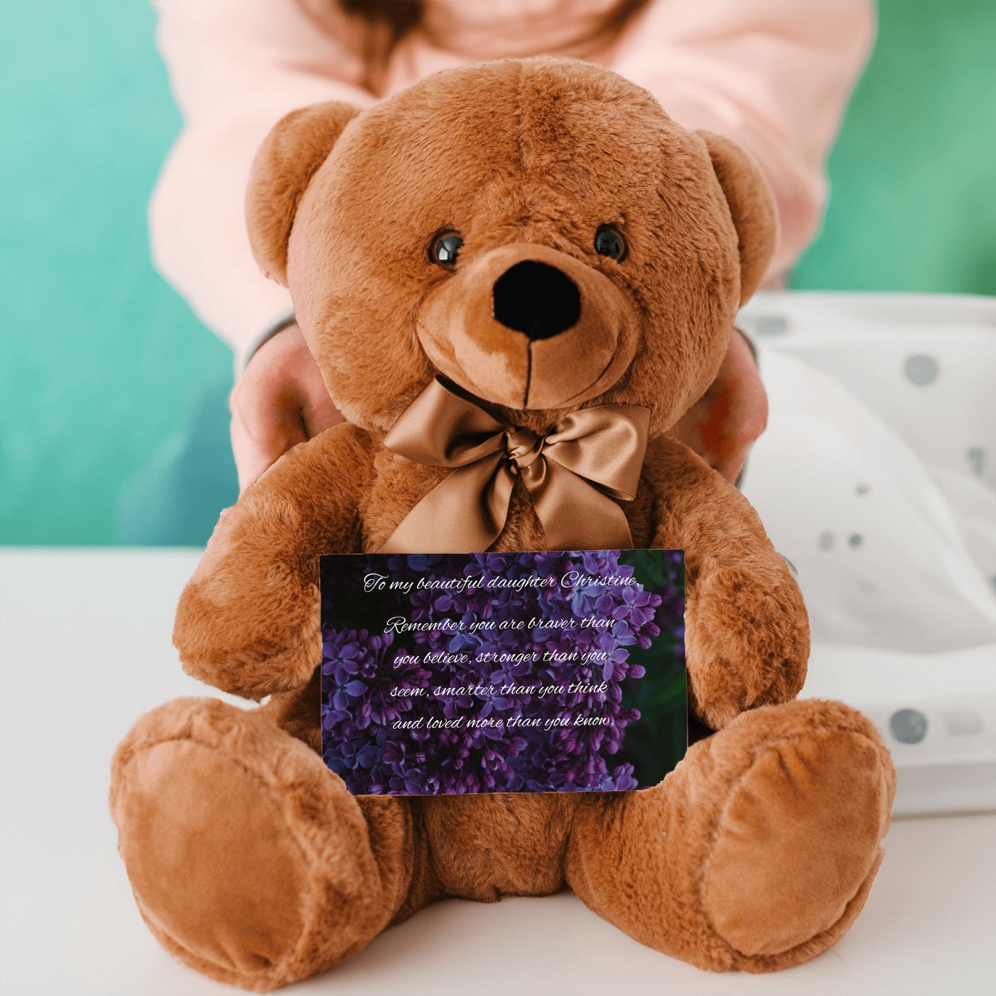 "To My Beautiful Daughter"- Personalized Teddy Bear with Canvas Card